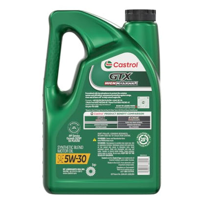 Castrol GTX High Mileage 5W-30 Synthetic Blend Motor Oil, 5 Qt, Pack of 3 - size: 5 Quarts, Pack of 3