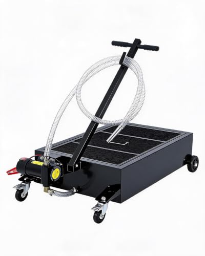 Low-Profile Rolling Oil Drain Pan Cart, 20 Gallon Oil Catch Drain Tank - color: Black, size: 20 Gallon | with 110V Electric Pump
