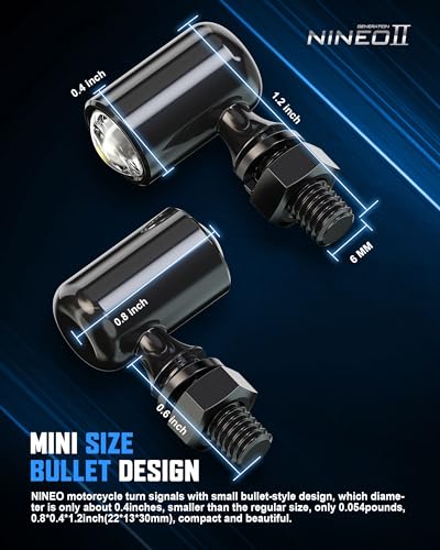 NINEO Rear Motorcycle Turn Signals LED,Mini Bullet,Red Taillight,2PCS - color: Red, size: Mini Size Rear