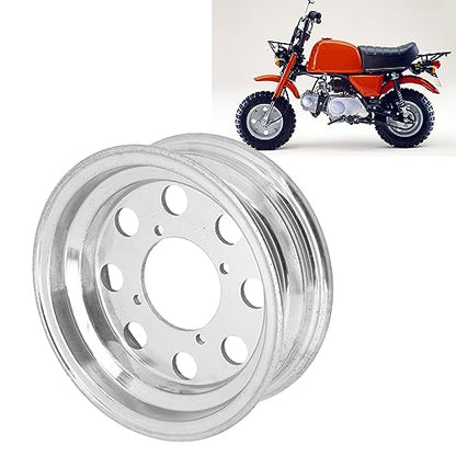 8in Motorcycle Front Cast Wheel Rim for 2.5‑8 Tires, Aluminium Alloy Polished Front Wheel Vacuum Rim Wheel for Monkey Z50 Q50 Front Wheel Replacement
