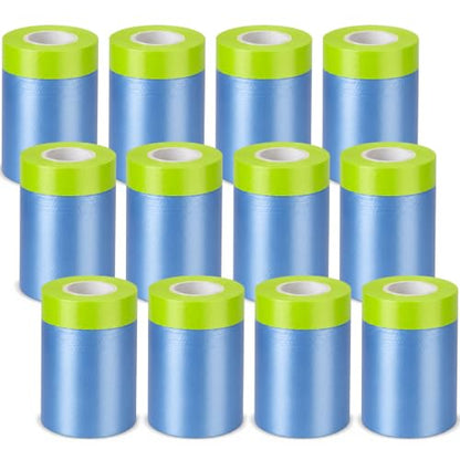 12 Rolls Pre-Taped Masking Film, 22" x 66 ft Painters Plastic