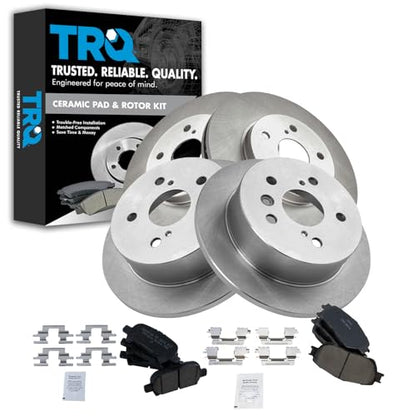 TRQ Front and Rear Brake Pad and Rotor Set Ceramic - style: BKA11720