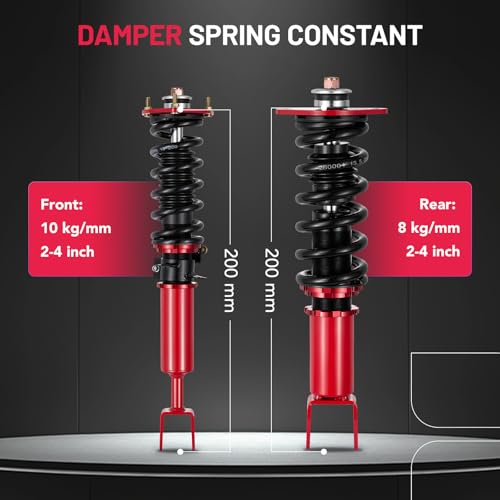 BDFHYK Coilovers Compatible with Nissan 350Z 2003-2009, Compatible with INFINITI G35 2003-2007, Shock Absorber Replacement 4 PCS, Adjustable Height Coilovers Suspension Kit Lowering Kit, Red - style: Nissan 350Z 2003-2007