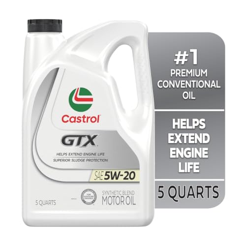 Castrol GTX 5W-20 Synthetic Blend Motor Oil, 5 Quarts, Pack of 3 - size: 5 Quarts, Pack of 3