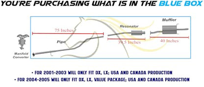 Exhaust Resonator Intermediate Pipe Muffler Kit Compatible for 2001-2005 Honda Civic 1.7L | Stainless Steel | Northeastern Exhaust | Includes Gasket, Clamp, Hangers, Bolt Kit | Direct-Fit Replacement