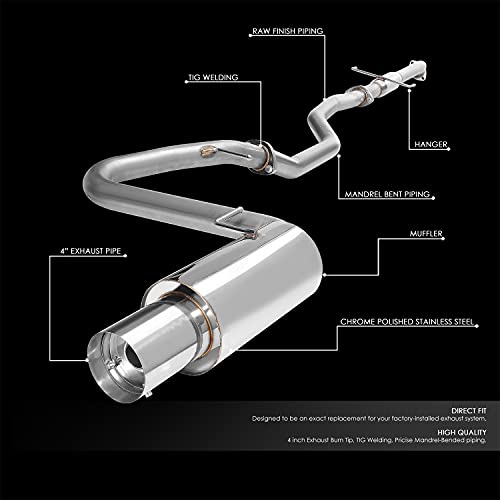 Auto Dynasty 4" Round Tip Catback Exhaust System For 2004-2010 Scion tC