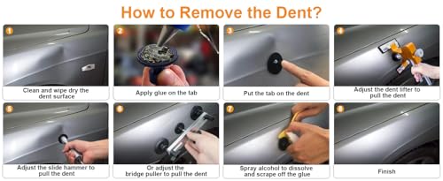 GLISTON Auto Dent Puller Kit with Golden Lifter Dent Remover, Car Body Slide Hammer Paintless Dent Repair Set - size: XL