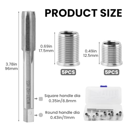 M10x1.0 Spark Plug Thread Repair Kit, 11‑Piece Tap & Inserts Set - color: silver