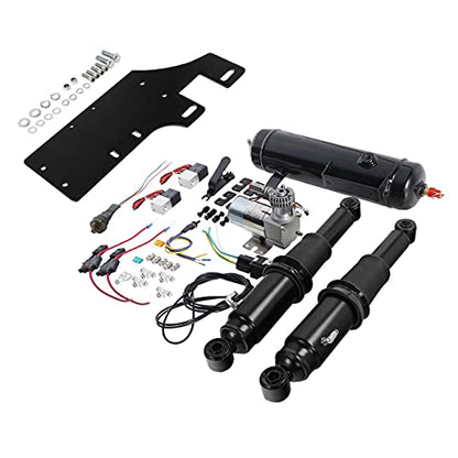 TCT-MOTORPARTS Rear Air Ride Suspension w/Air Tank Fit for Harley Touring - color: Air Ride Suspension Set w/ Tank
