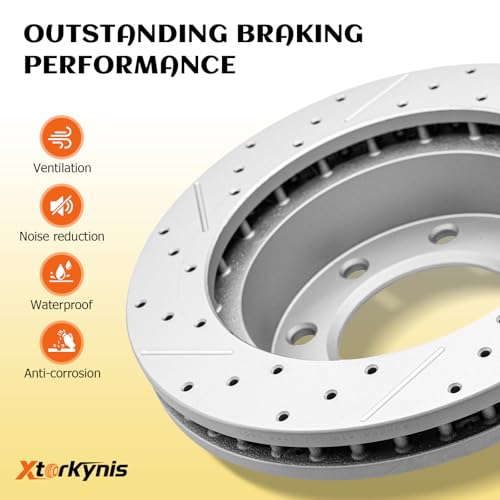Front and Rear Drilled & Slotted Disc Brake Rotors Set Replacement for Jeep Liberty 2003 2004 2005 2006 2007