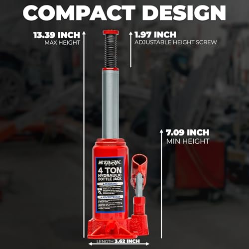 XtremepowerUS Bottle Jack 4 Ton (8,800 LBs) Hydraulic Car Jack with Pump Handle, Fit Use for Cars Automotive Sedans, Red - size: 4 Ton