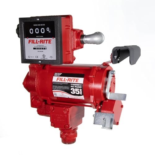 Fill-Rite FR311VN 115V/230V 35 GPM Fuel Transfer Pump with Mechanical Meter (Gallons) - Heavy-Duty Electric Pump with High Flow Rate and Durable Construction - style: Pump & Meter (Gallons) Only