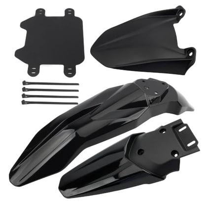 Front Rear Fender Kit Mudguard Number Plate Compatible with Talaria Sting MX3 MX4 MX5 Electric Dirt Pit Bike Motorcycle-Black - color: Fender Set, size: Plastic