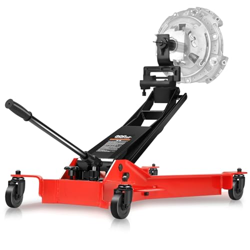 Auto Dynasty Truck Clutch & Flywheel Jack, Heavy Duty Hydraulic – 300 lbs Capacity, 18" Pump Handle, 11.3" to 38.6" Lift Range, with Splined Alignment Shafts & Swivel Casters