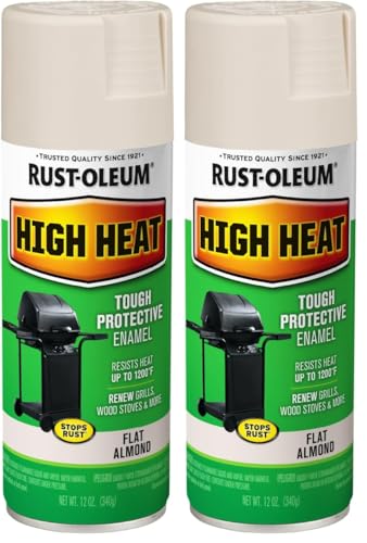 Rust-Oleum 7750830 High Heat Enamel Spray Paint, 12 oz, Almond (Pack of 2) - color: Almond, size: 12 oz (Pack of 2)