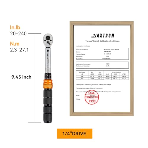 1/4 Inch Drive Click Torque Wrench, 20-240 in-lb - size: 1/4" Drive