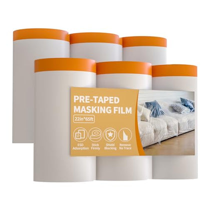 Drop Cloth for Painting, Painters Plastic Sheeting 22 in x 65 ft, 6 Rolls - size: 22in x 65Ft