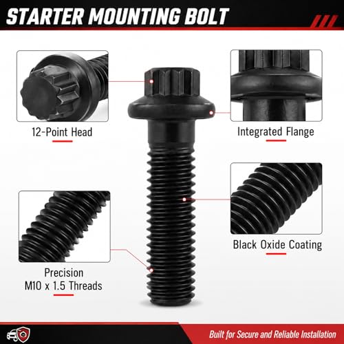 6 PCS Starter Mounting Bolts 3903834 Compatible with Dodge Ram 2500 3500 4000 Cummins 5.9L Diesel 2003-2006, 12 Point Starter Motor Mounting Bolt Kit, Replace 3903834 4429834