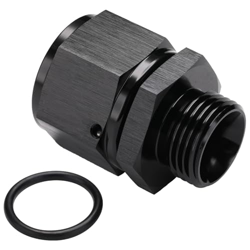 12AN Female Flare Swivel to 10AN -10 ORB Male O-ring Boss Fuel Rail Fitting Adapter Straight Aluminum Black - color: Black, size: 12AN Female to -10 ORB Male