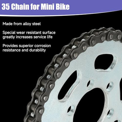 40 Tooth Sprocket 37mm Bore with 35 Chain for CT100U DB30 Mini Bike - color: silver sprocket 40T