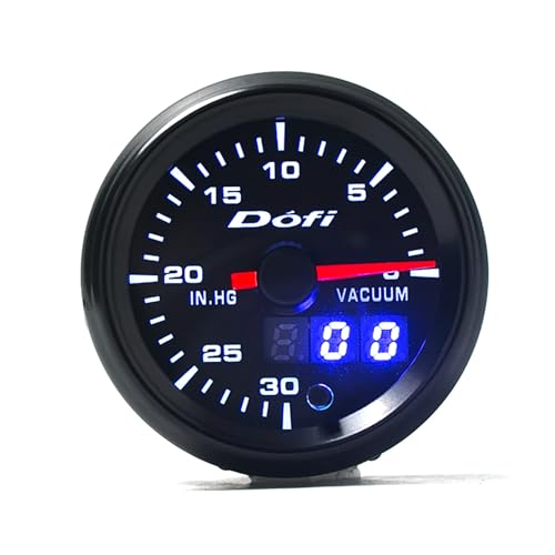 2" 52mm 7 Color LED Digital Pointer Car Vacuum Press Gauge Meter W/Sensor - style: Vacuum Gauge (0-30 IN.HG)