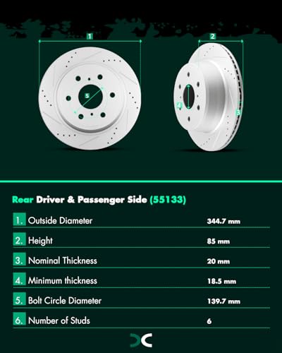SCITOO Brake Kits Front Rear Brake Rotors Brake Pad:55097;55133;D1363;D1707 - size: 55097+D1363 & 55133+D1707 [4+8PCS]