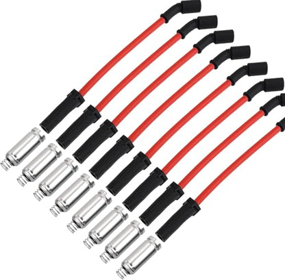 10.2 MM Racing Spark Plug Wires for LR4 LM7 L59 L33 LQ4 LQ9 Escalade Avalanche Silverado Tahoe W4500 Tiltmaster Sierra Yukon H2 4.8L 5.3L 6.0L V8 1999-2007 Red