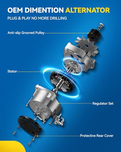PHILTOP 105A Alternator for Chevrolet,1994-1995 C2500/K2500 Suburban 7.4L - size: 8165-7N-6G