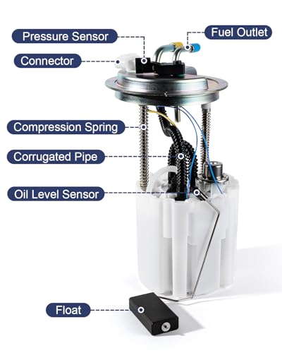 Electric Fuel Pump Assembly Compatible with Chevy Avalanche Suburban 1500 GMC Yukon XL 1500 Cadillac Escalade ESV EXT 2008-2014 V8 5.3L 6.2L 2 Tube Replace E3797M with Pressure Sensor O-ring