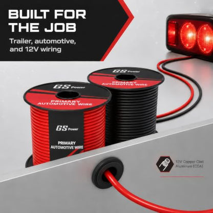 GS Power 14 Gauge Wire Automotive - 50ft CCA Primary 2 Spools - size: 14 Gauge-25 ft-Non-Bonded