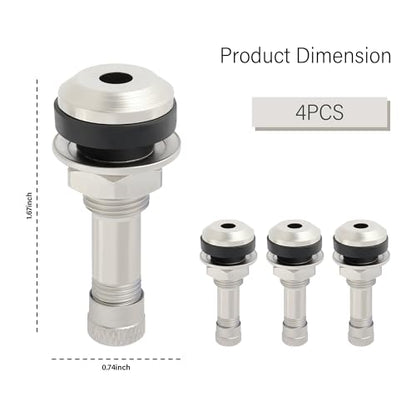 4PCS TR416 Tire Valve Stems for 0.453" & 0.625" Rim Holes,Long 1 1/2 Metal Valve Stems,Rated at 130PSI of High Pressure Valve Stem,Universal Motorcycle Valve Stem for Trucks,Cars