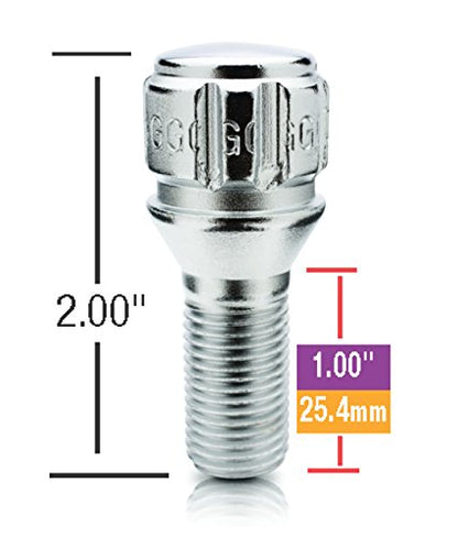 Gorilla Automotive 47141N 14mm x 1.25 Thread Size Cone Seat Lug Bolt Wheel Lock, (Set of 4) - size: 14 Millimeter x 1.25