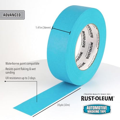 IPG Rust-Oleum Aqua Automotive Masking Tape, 1.41" x 35yd, Single Roll - color: Aqua, size: 1.41" x 35yd