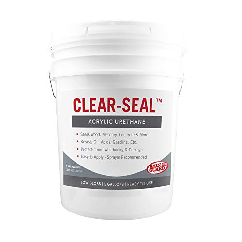 Rain Guard Water Sealers - CLEAR-SEAL - Professional Sealer And Finish Coat For Decorative Concrete, Stone, And Other Masonry Surfaces - Acrylic Urethane Coating - Low Gloss - Ready To Use - 5 Gallon - color: Low Gloss, size: 5 Gallon