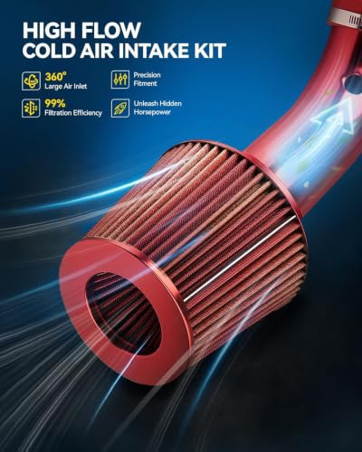 PHILTOP 3" Universal Cold Air Intake Kit (Red)