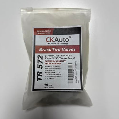 CKAuto TR572 Brass Commercial Truck Valve Stems 3 3/4" Eff. Length, 10 pcs (Pack of 2) - color: tr572