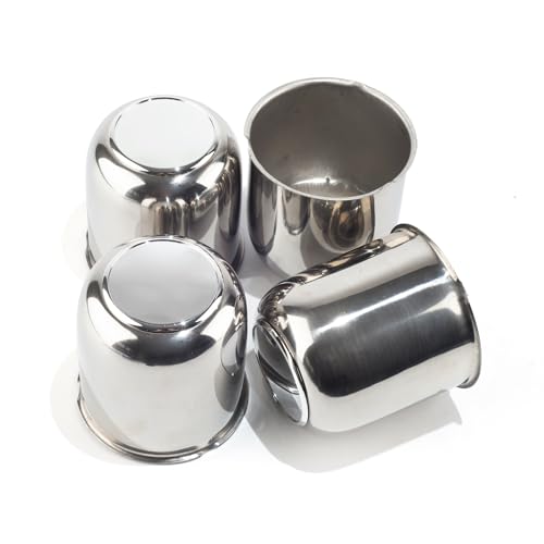 4Pcs 3.27" OD 3.41" H Trailer Wheel Center Caps with Removable Top - color: Mirror Polished, size: 3.27" OD 3.41" H