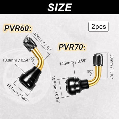 2Pcs Tubeless Tire Valve Stem PVR60/PVR70, Bent 90 Degree Angled - size: PVR70/PVR60