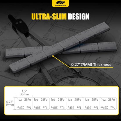 MIKKUPPA 1oz Adhesive Stick on Wheel Weights Black, 72oz/Box - color: Black, size: 72 PCS