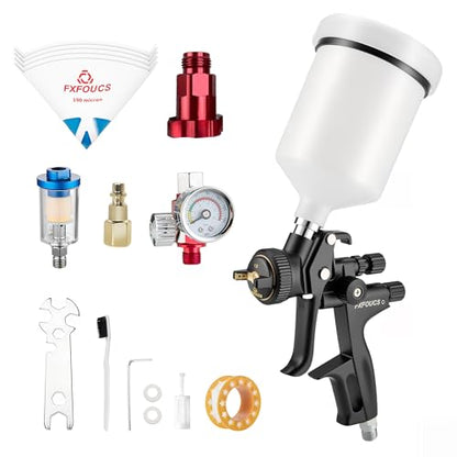 HVLP Air Spray Gun Kit 1.3mm, Professional Automotive Paint Sprayer - color: Black, size: 1.3mm