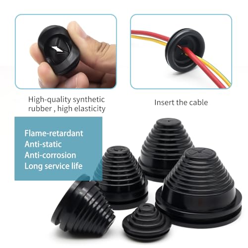 Vrupin 32 Piece Closed Rubber Grommet Firewall Solid Closed Hole Plug Kit, Tower and Round Double Sided Rubber Hole Plugs for Wire Electrical Plumbing Systems. - size: 15 Sizes-Black