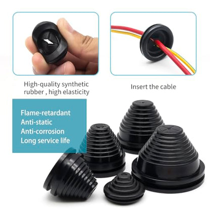Vrupin 32 Piece Closed Rubber Grommet Firewall Solid Closed Hole Plug Kit, Tower and Round Double Sided Rubber Hole Plugs for Wire Electrical Plumbing Systems. - size: 15 Sizes-Black