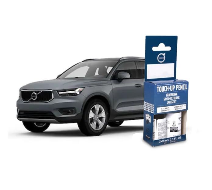 Volvo Touch Up Paint Pen, Includes Base Coat and Clear Coat, 2 x 9 ml (0.3 fl oz), OEM Factory Original (728 Thunder Grey Metallic) - color: 728 Thunder Grey Metallic