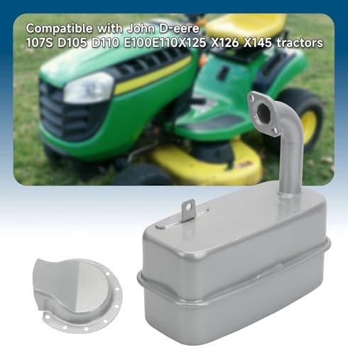GY22156 Muffler Compatible with John Deere 107S D105 D110 E100 E110 X125 X126 X145 Tractor Exhaust Muffler Replaces GY21990