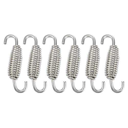 X AUTOHAUX 6 Pcs 55mm 2.17" Motorcycle Muffler Exhaust Pipe Spring Universal Stainless Steel Silver Tone