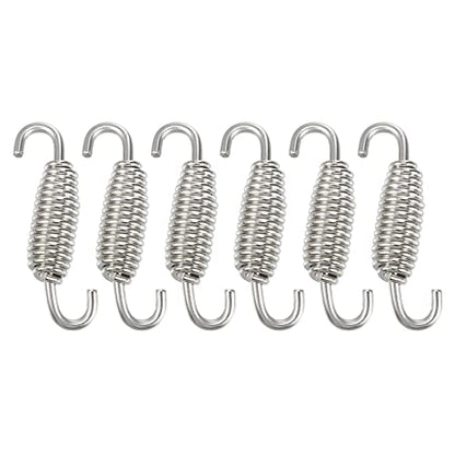 X AUTOHAUX 6 Pcs 55mm 2.17" Motorcycle Muffler Exhaust Pipe Spring Universal Stainless Steel Silver Tone