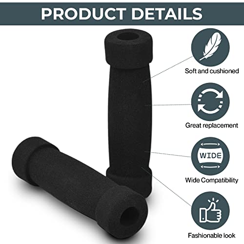 AlveyTech Handlebar Foam Grip Set - Replacement Hand Grips for Razor, Radio Flyer, Kids Kick Scooter, ATV, E-Bicycle, Electric Folding Scooters, Mountain Mini Bike Parts, fits Any 9/16" Bore Handle - color: Black