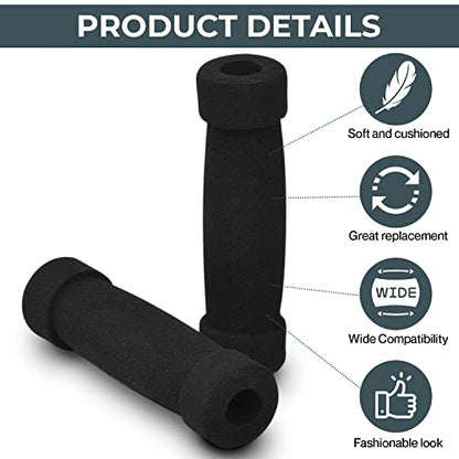 AlveyTech Handlebar Foam Grip Set - Replacement Hand Grips for Razor, Radio Flyer, Kids Kick Scooter, ATV, E-Bicycle, Electric Folding Scooters, Mountain Mini Bike Parts, fits Any 9/16" Bore Handle - color: Black