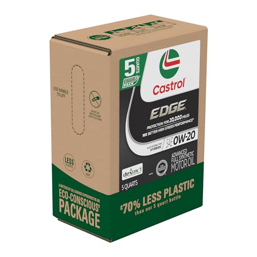 Castrol EDGE 0W-20 Advanced Full Synthetic Motor Oil, 5 Quarts, Eco Pack - size: 5 Quarts, Eco Pack