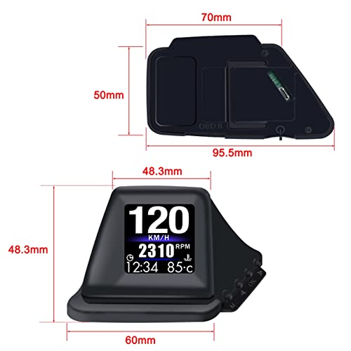 KAOLALI Head Up Display for Car Digital Speedometer Display GPS+OBD2 Dual System Smart Gauge MPH Clock RPM Over Speed Alarm Odometer for All Vehicle